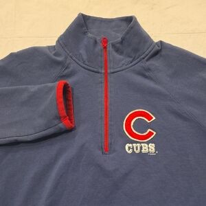 47 Brand Men's Chicago Cubs 1/4 Zip Mock Neck Pullover Blue Red Trim XL